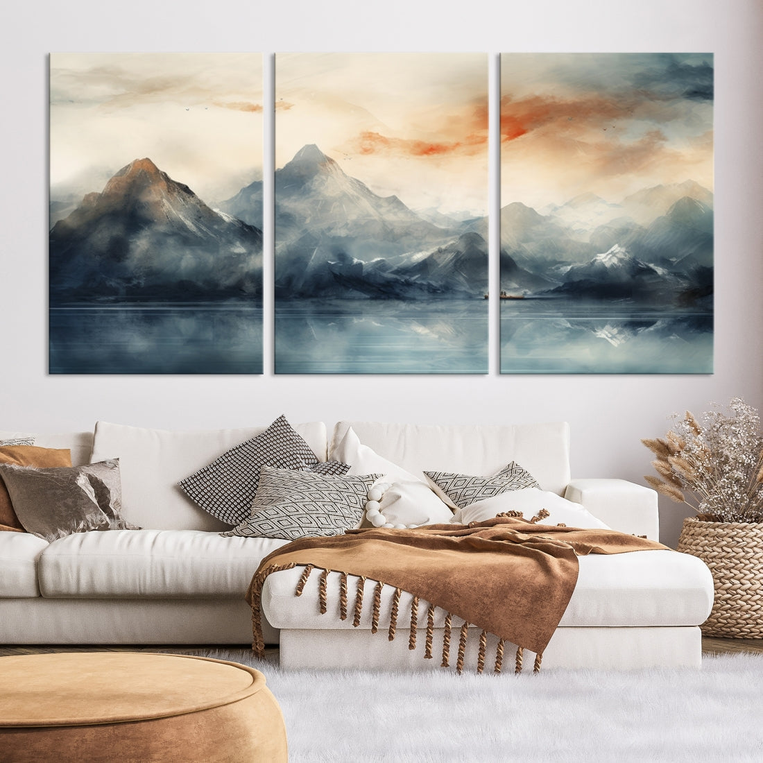 Edit-Images-Watercolor Abstract Misty Mountain Wall Art Canvas Print
