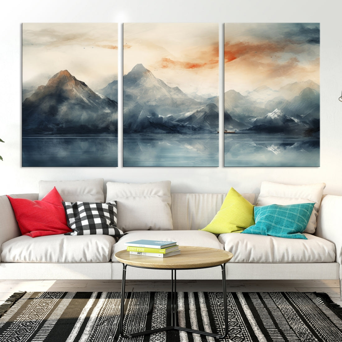Edit-Images-Watercolor Abstract Misty Mountain Wall Art Canvas Print
