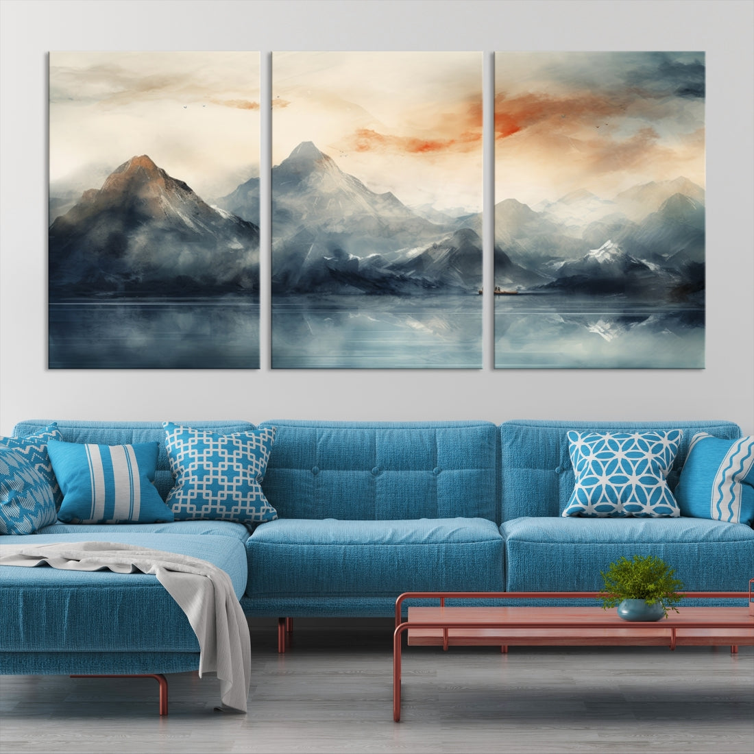 Edit-Images-Watercolor Abstract Misty Mountain Wall Art Canvas Print