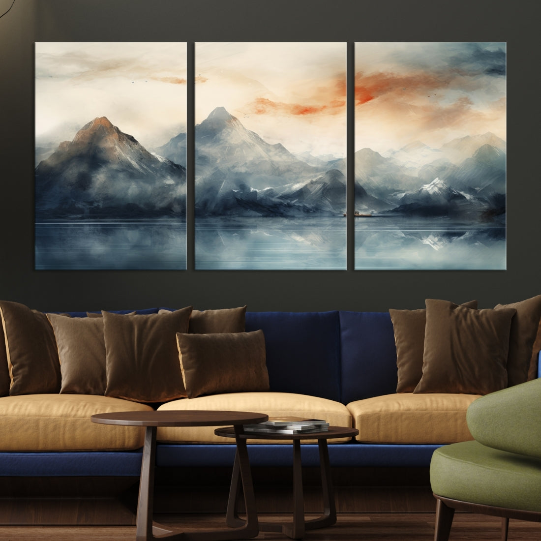 Edit-Images-Watercolor Abstract Misty Mountain Wall Art Canvas Print