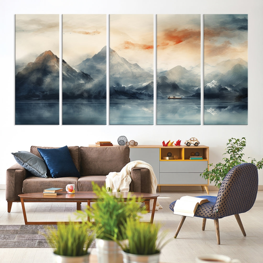 Edit-Images-Watercolor Abstract Misty Mountain Wall Art Canvas Print