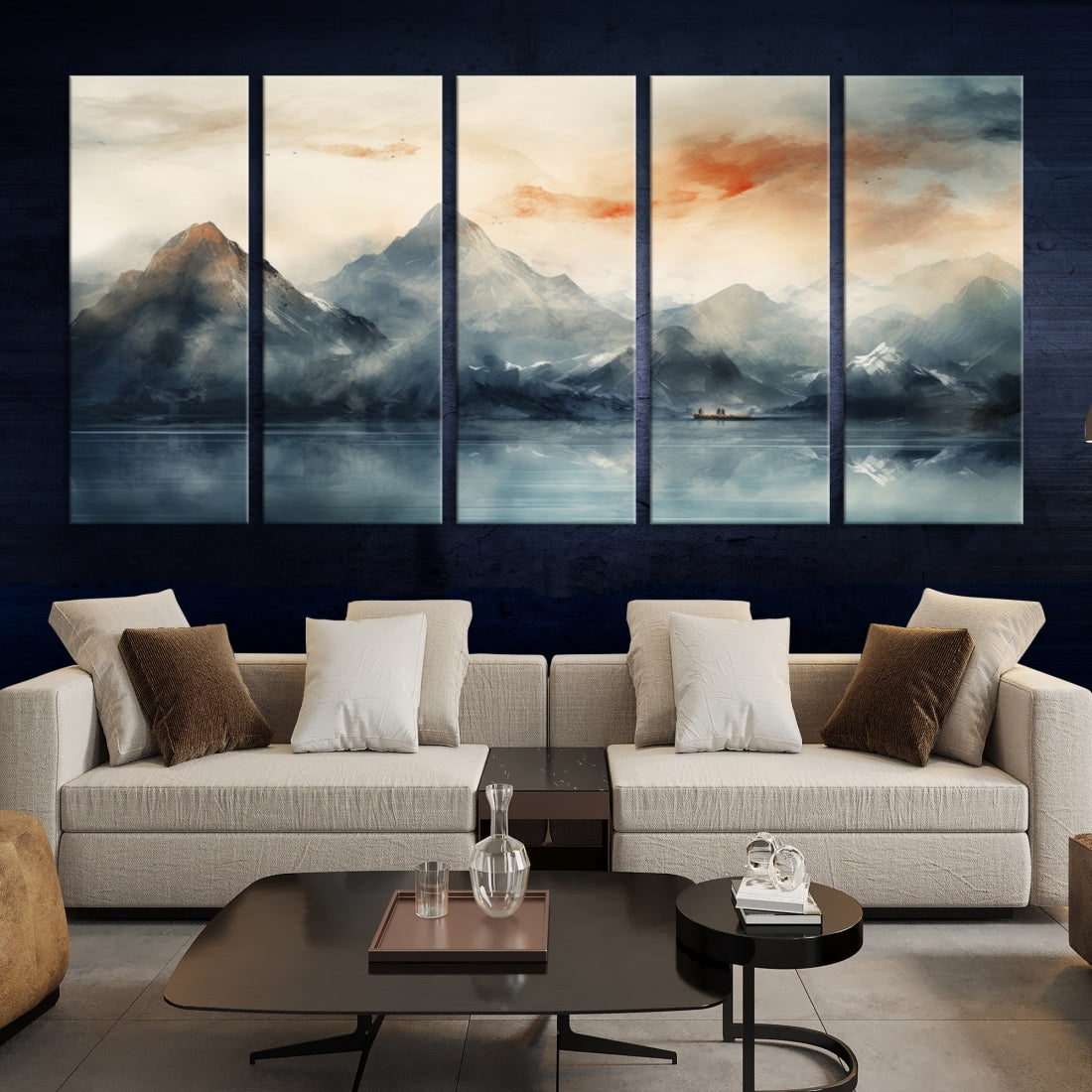 Edit-Images-Watercolor Abstract Misty Mountain Wall Art Canvas Print