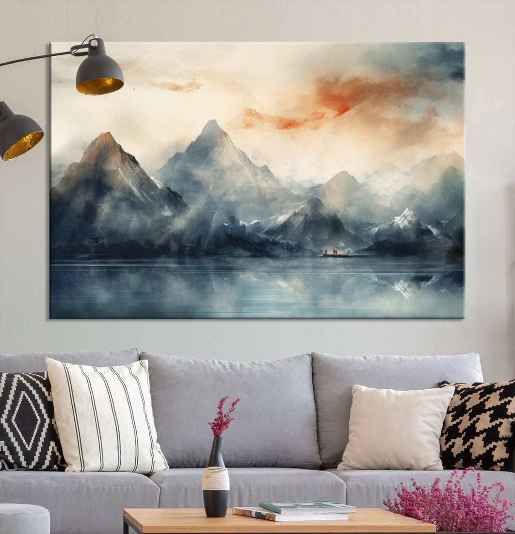 Edit-Images-Watercolor Abstract Misty Mountain Wall Art Canvas Print