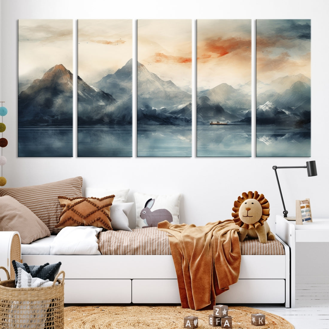 Edit-Images-Watercolor Abstract Misty Mountain Wall Art Canvas Print