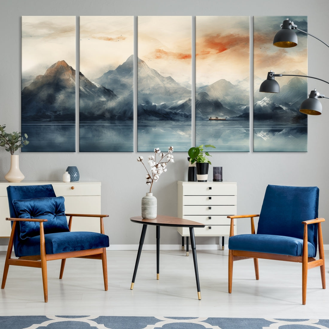 Edit-Images-Watercolor Abstract Misty Mountain Wall Art Canvas Print