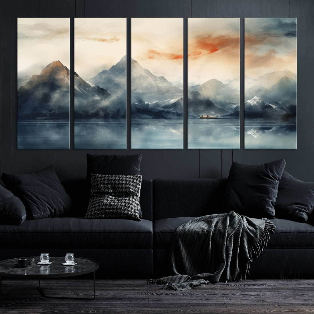 Edit-Images-Watercolor Abstract Misty Mountain Wall Art Canvas Print