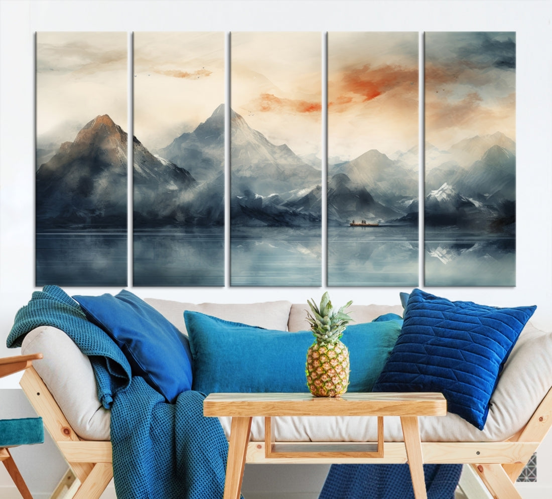 Edit-Images-Watercolor Abstract Misty Mountain Wall Art Canvas Print