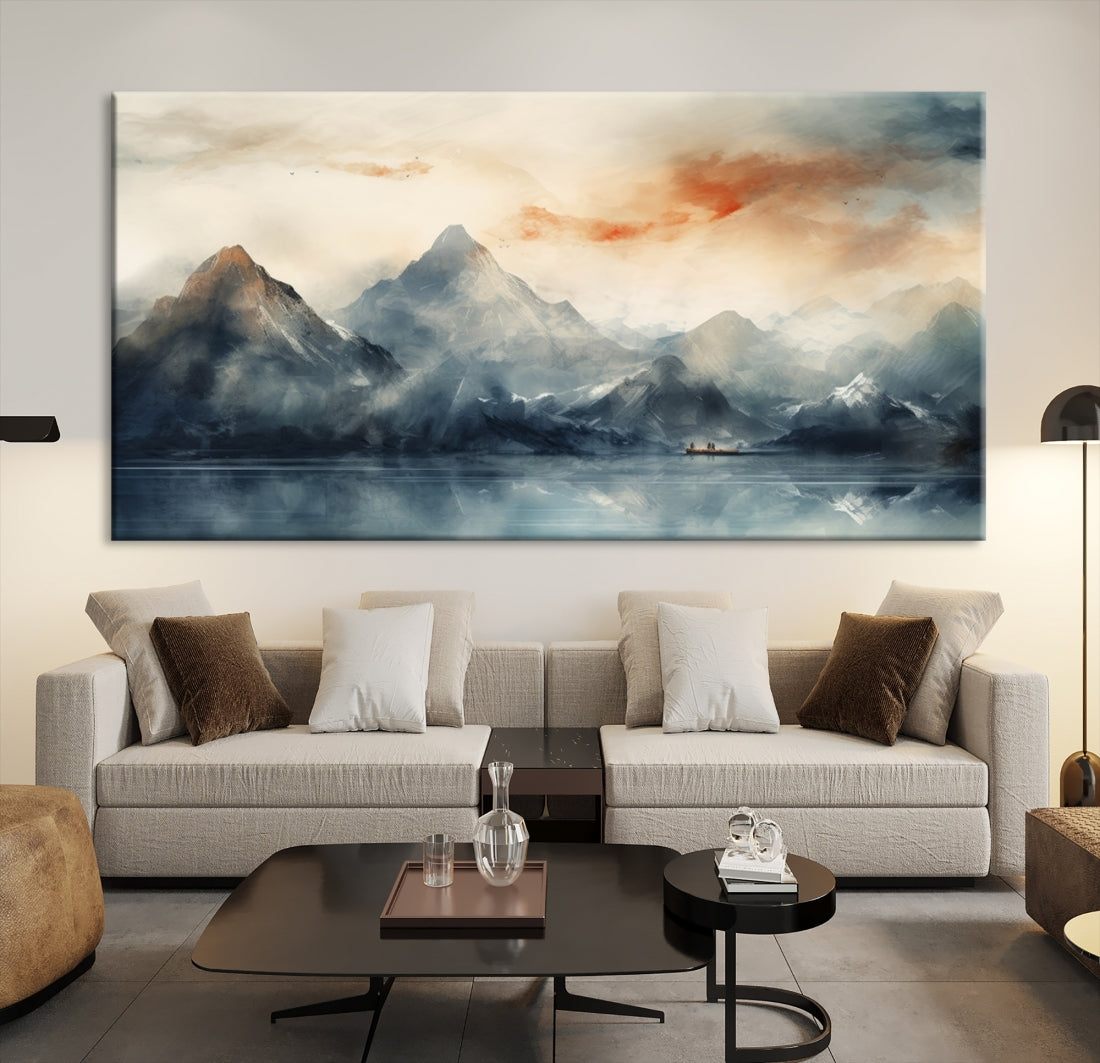 Edit-Images-Watercolor Abstract Misty Mountain Wall Art Canvas Print