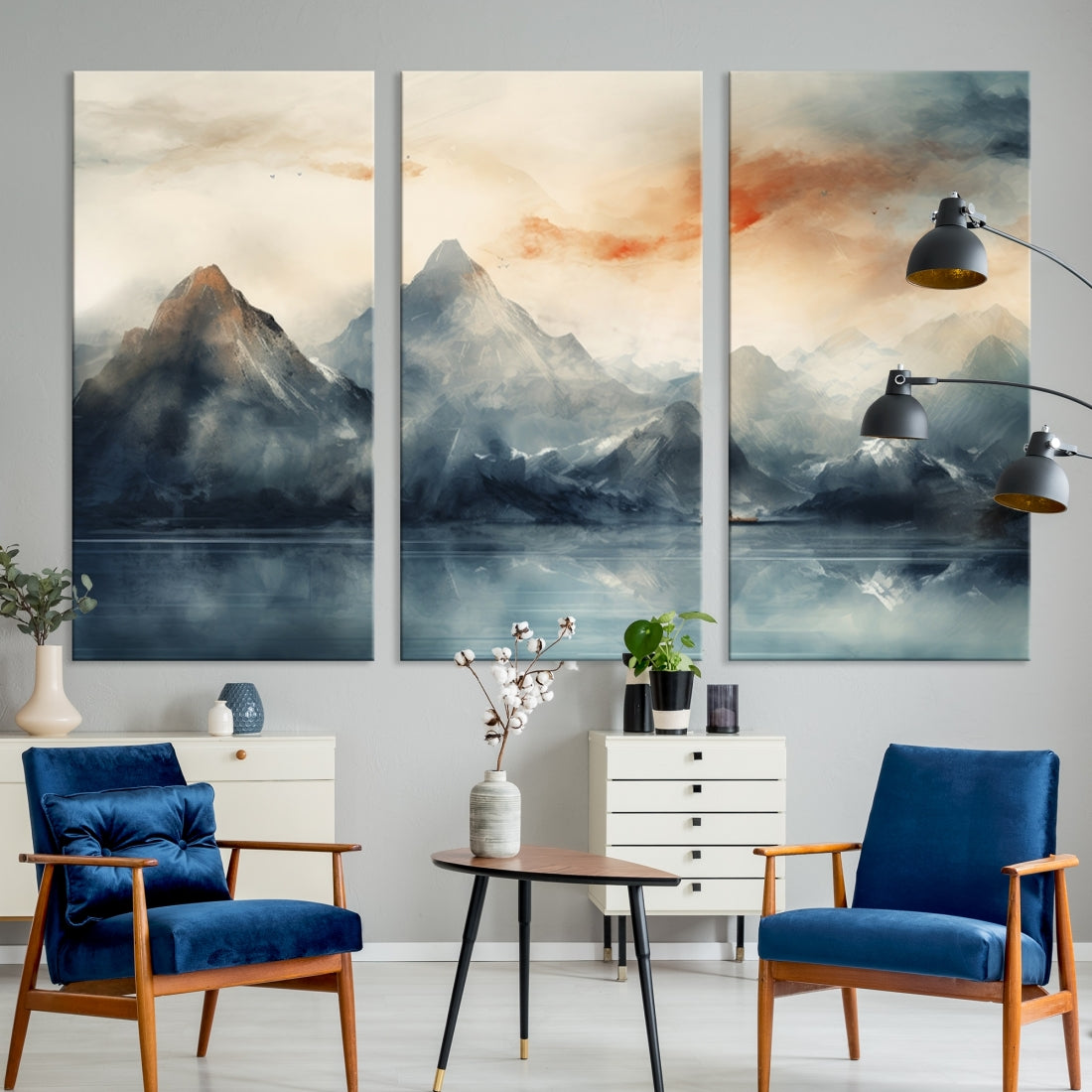 Edit-Images-Watercolor Abstract Misty Mountain Wall Art Canvas Print