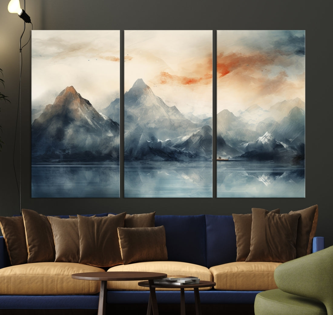 Edit-Images-Watercolor Abstract Misty Mountain Wall Art Canvas Print