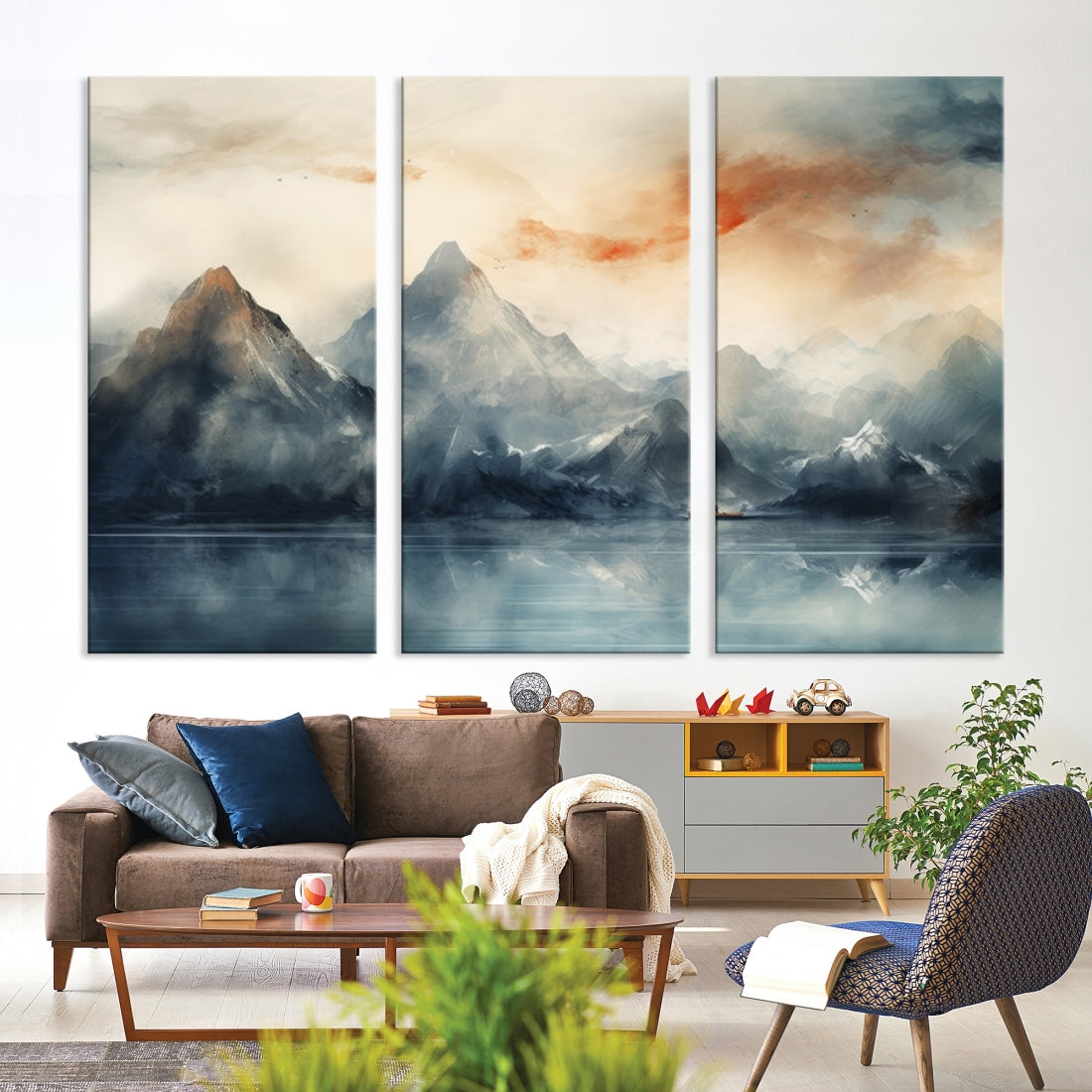 Edit-Images-Watercolor Abstract Misty Mountain Wall Art Canvas Print