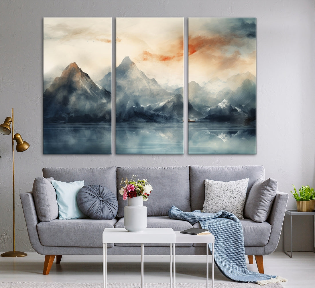 Edit-Images-Watercolor Abstract Misty Mountain Wall Art Canvas Print