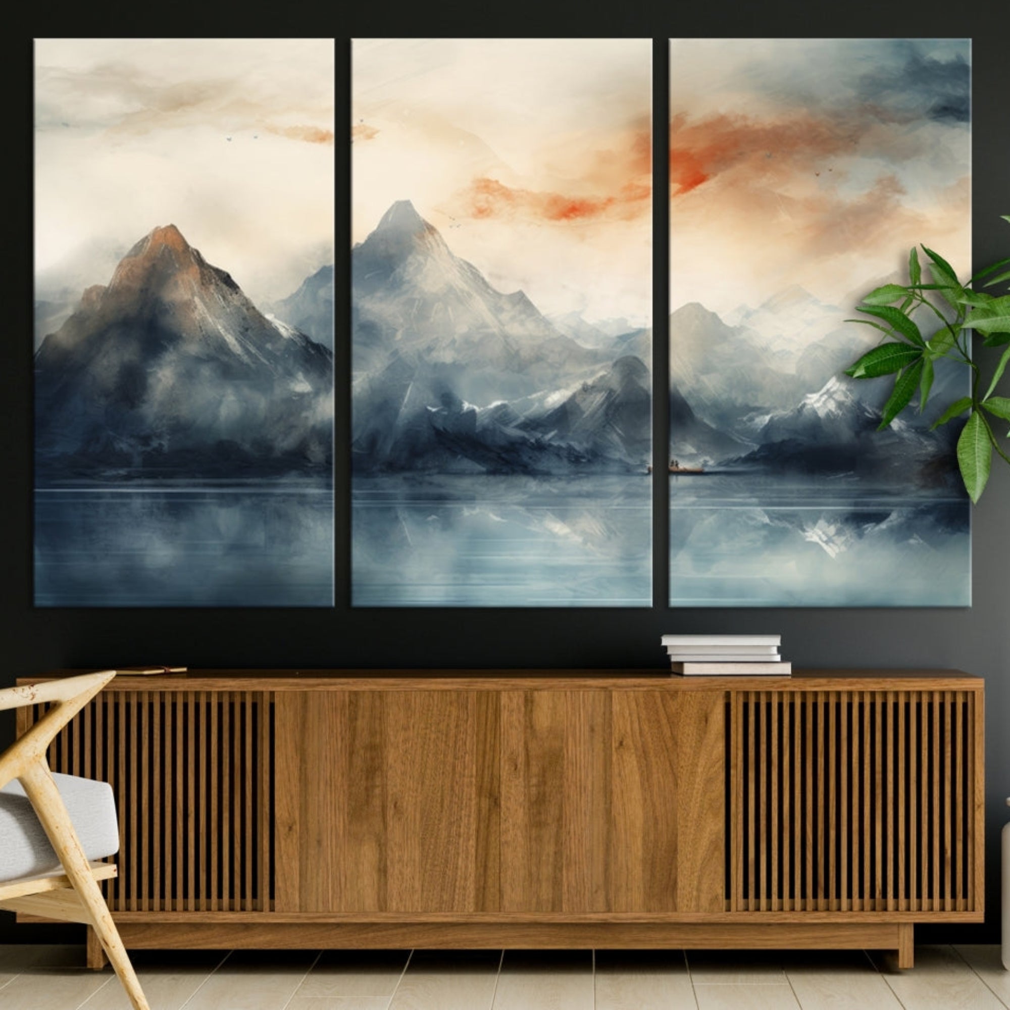 Edit-Images-Watercolor Abstract Misty Mountain Wall Art Canvas Print