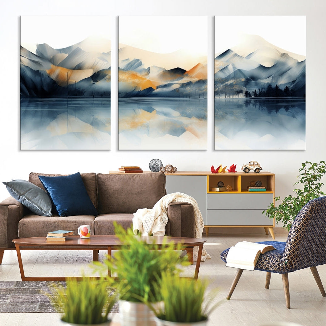 Edit-Images-Watercolor Abstract Mountain Lake Wall Art Canvas Print