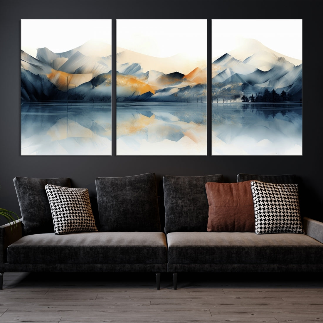 Edit-Images-Watercolor Abstract Mountain Lake Wall Art Canvas Print