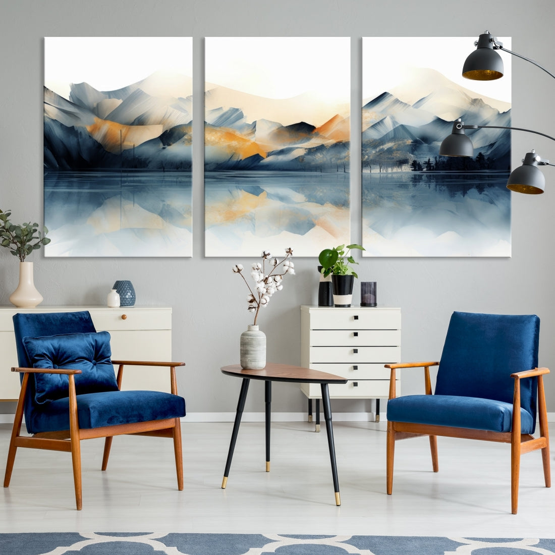 Edit-Images-Watercolor Abstract Mountain Lake Wall Art Canvas Print