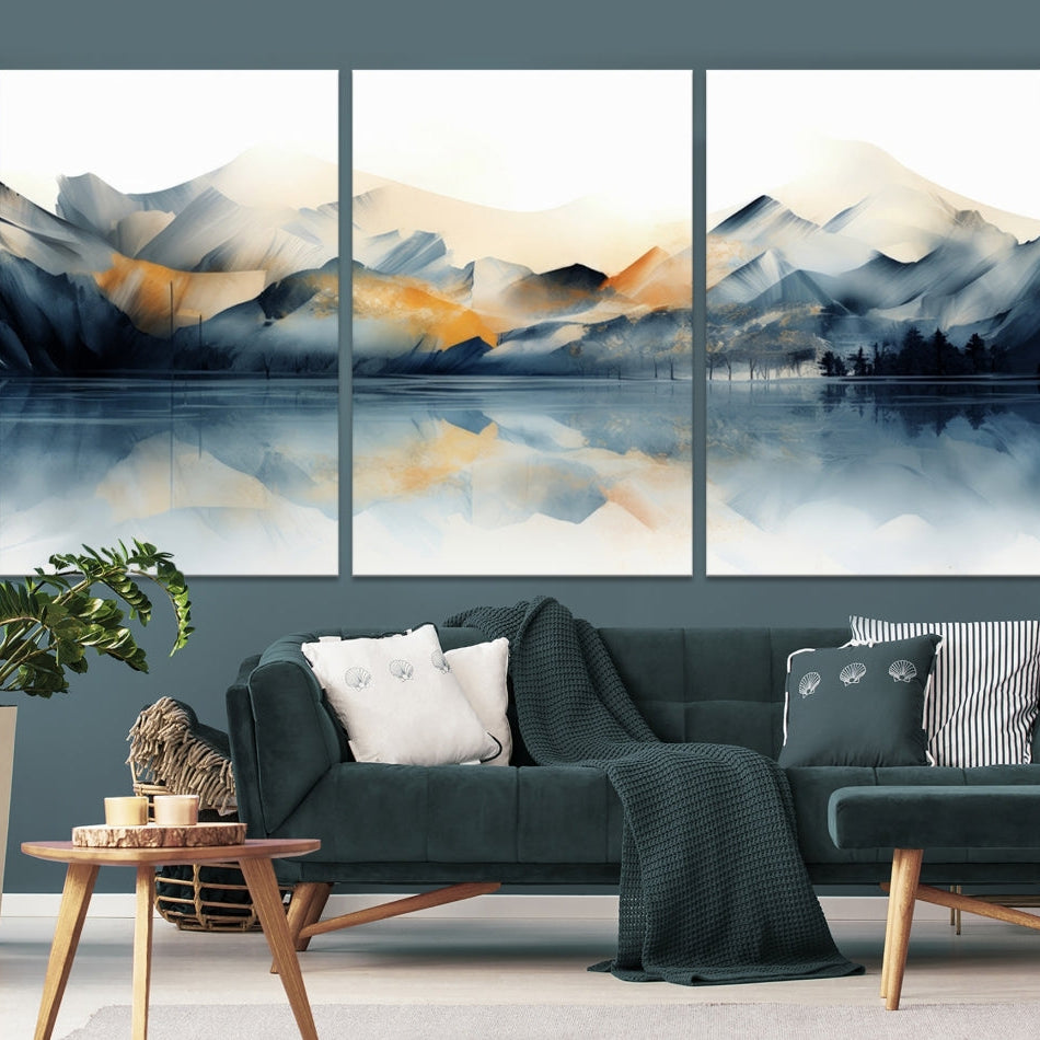 Edit-Images-Watercolor Abstract Mountain Lake Wall Art Canvas Print