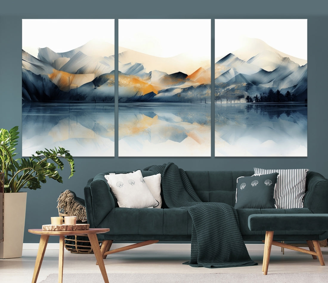 Edit-Images-Watercolor Abstract Mountain Lake Wall Art Canvas Print