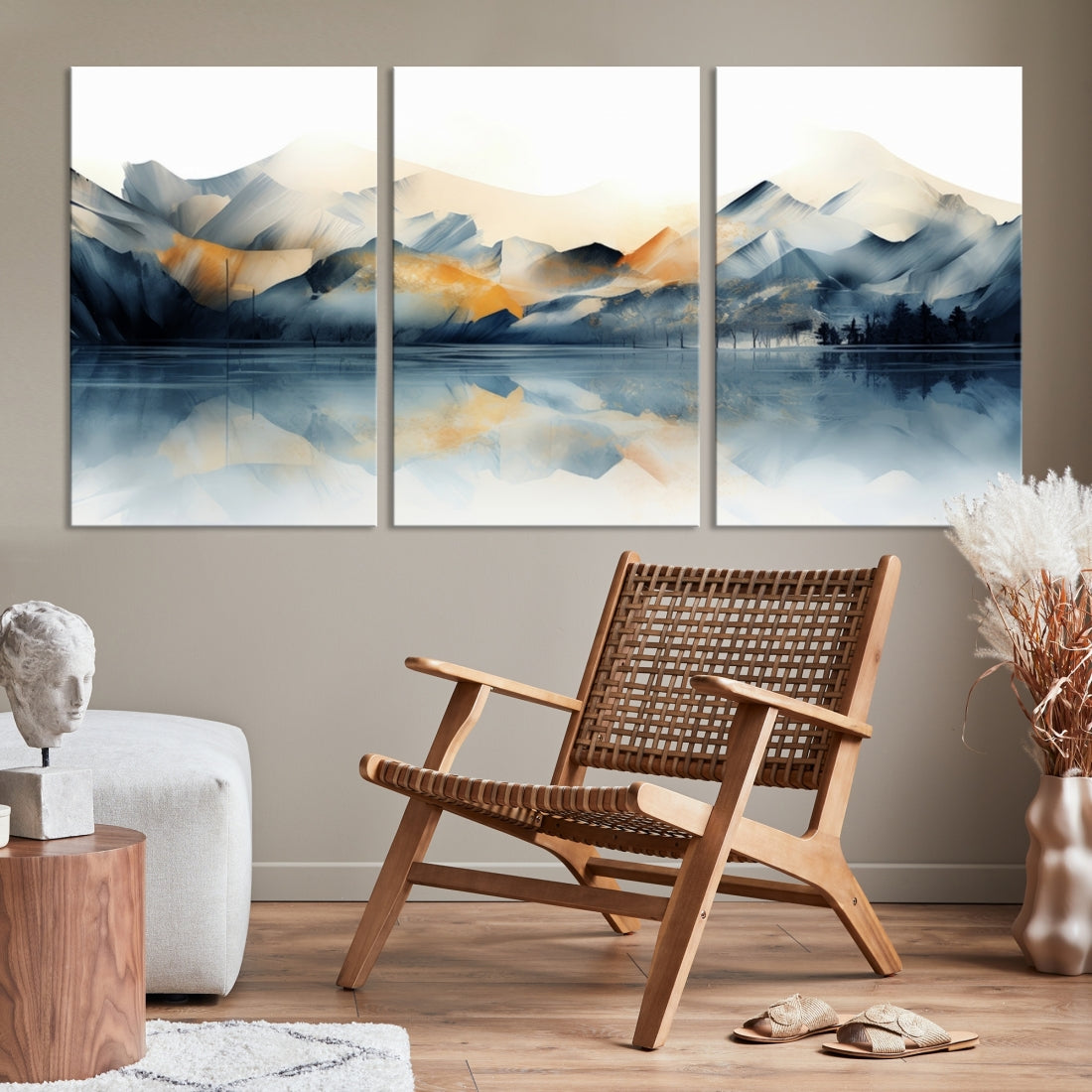 Edit-Images-Watercolor Abstract Mountain Lake Wall Art Canvas Print
