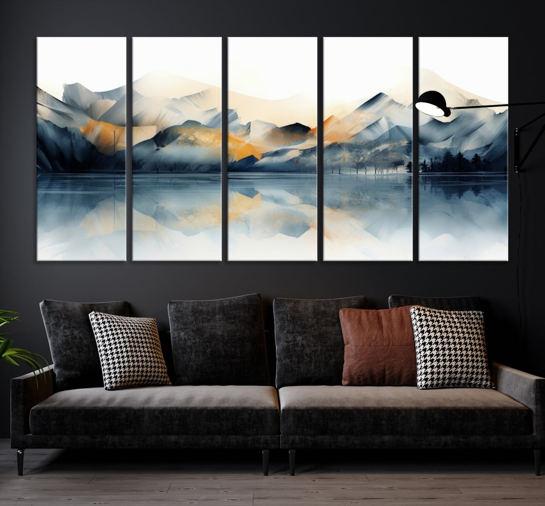 Edit-Images-Watercolor Abstract Mountain Lake Wall Art Canvas Print