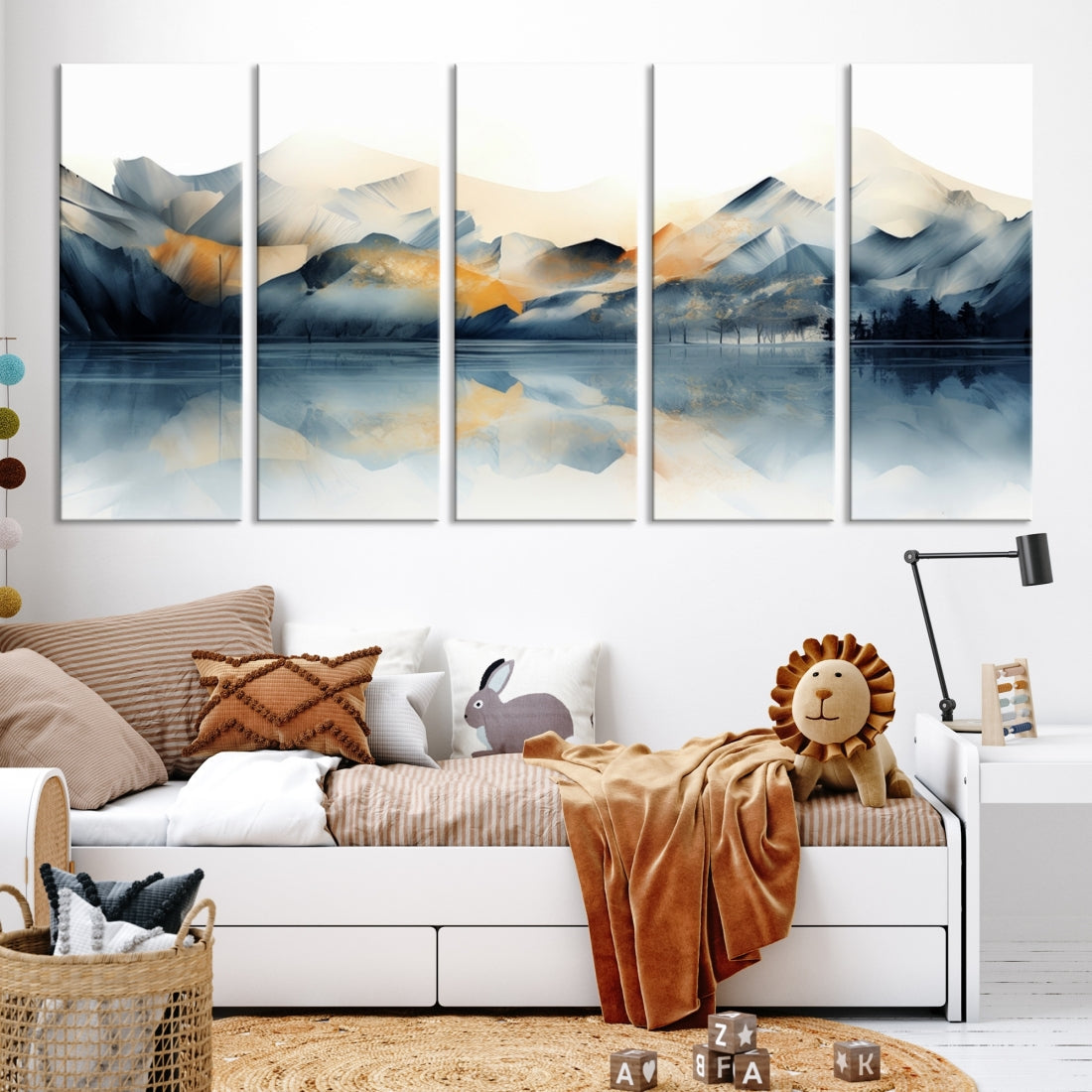 Edit-Images-Watercolor Abstract Mountain Lake Wall Art Canvas Print