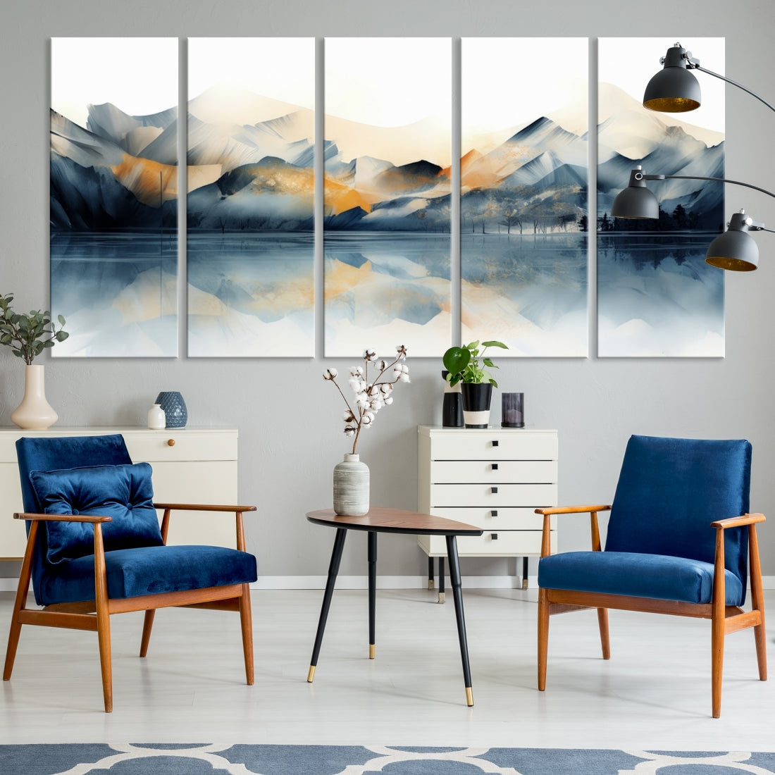 Edit-Images-Watercolor Abstract Mountain Lake Wall Art Canvas Print