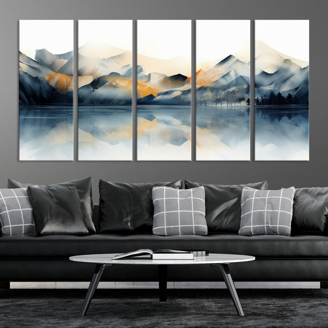 Edit-Images-Watercolor Abstract Mountain Lake Wall Art Canvas Print