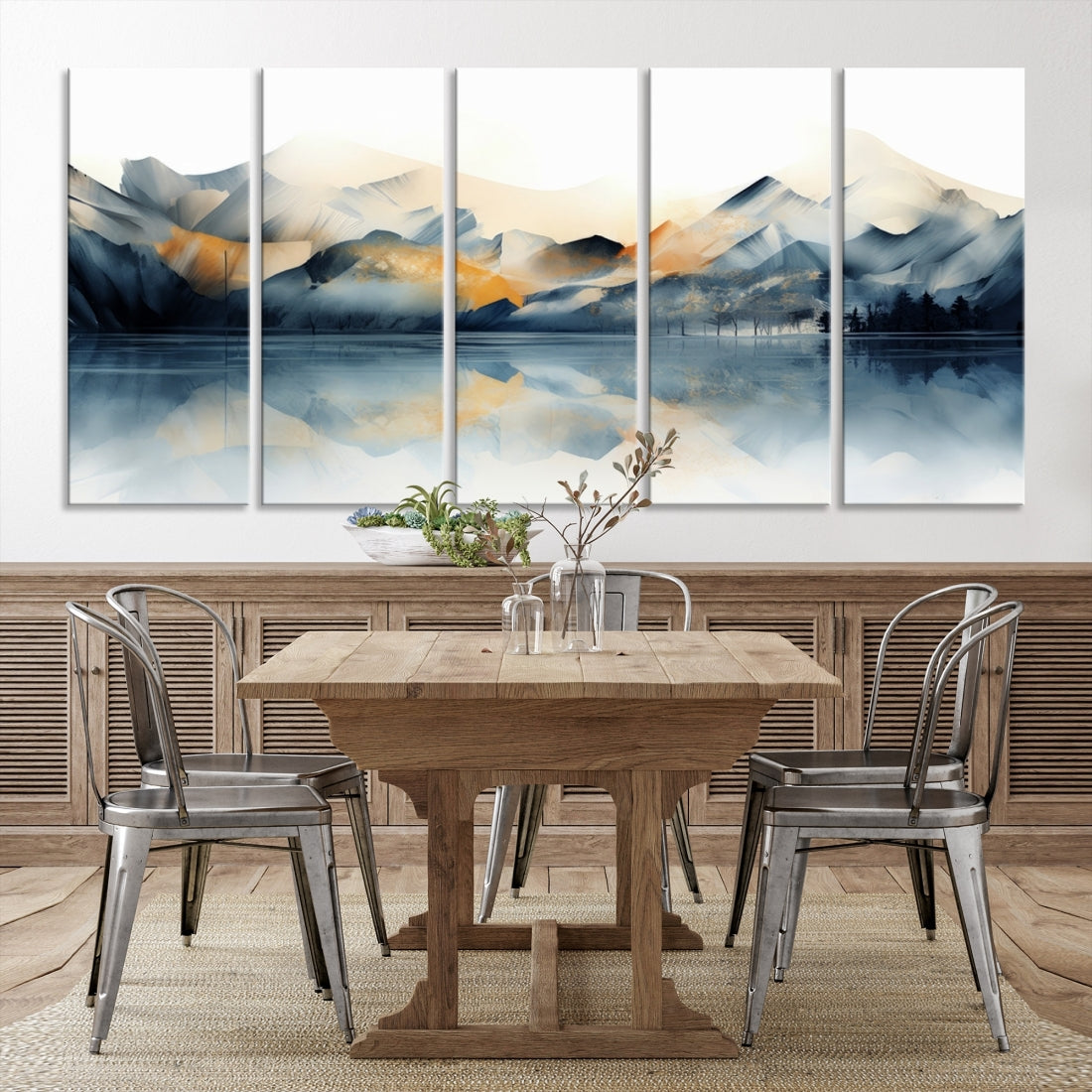 Edit-Images-Watercolor Abstract Mountain Lake Wall Art Canvas Print