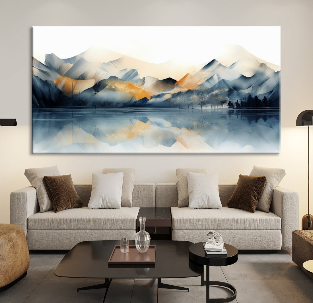 Edit-Images-Watercolor Abstract Mountain Lake Wall Art Canvas Print