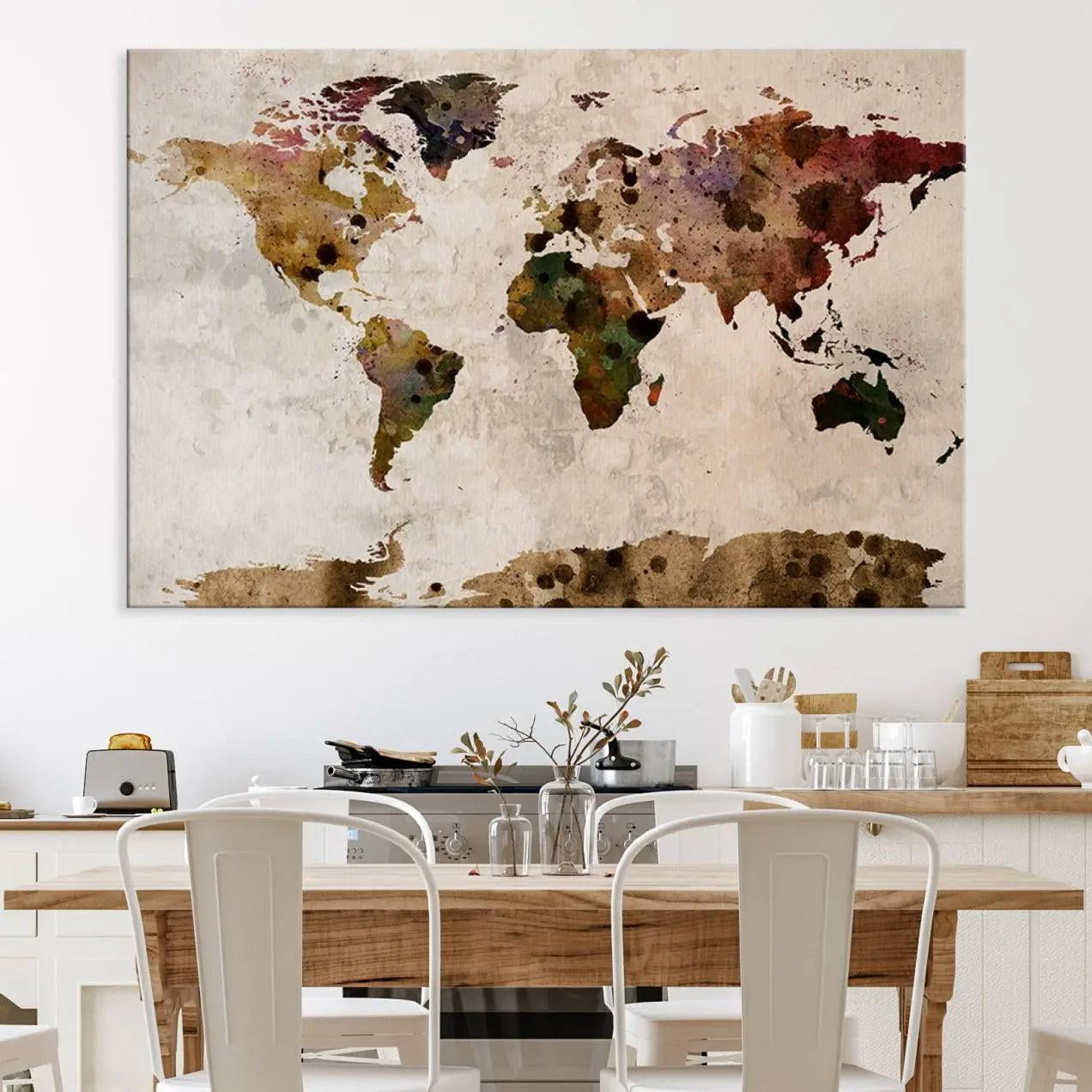 18684-MGV-CV-36X24-Push Pin World Map Canvas Print – Travel Tracker Wall Art for Couples, Perfect Anniversary Gift for Home or Office Decor