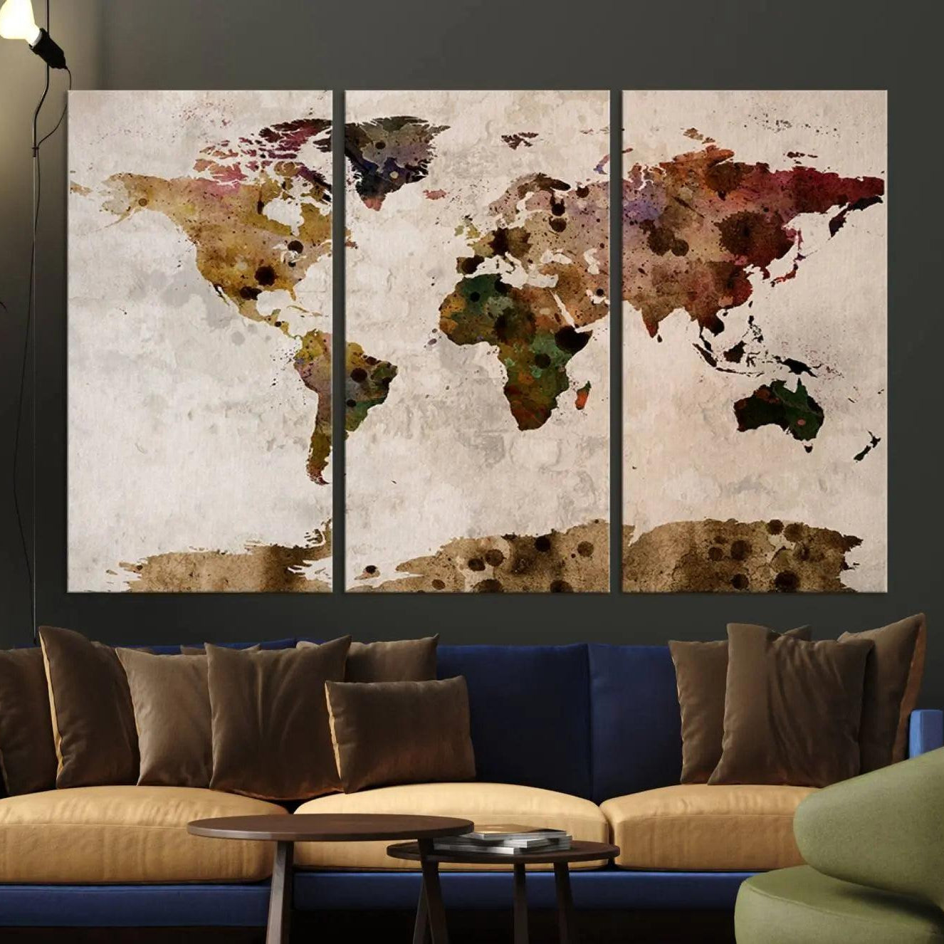 18684-MGV-CV-36X24-Push Pin World Map Canvas Print – Travel Tracker Wall Art for Couples, Perfect Anniversary Gift for Home or Office Decor