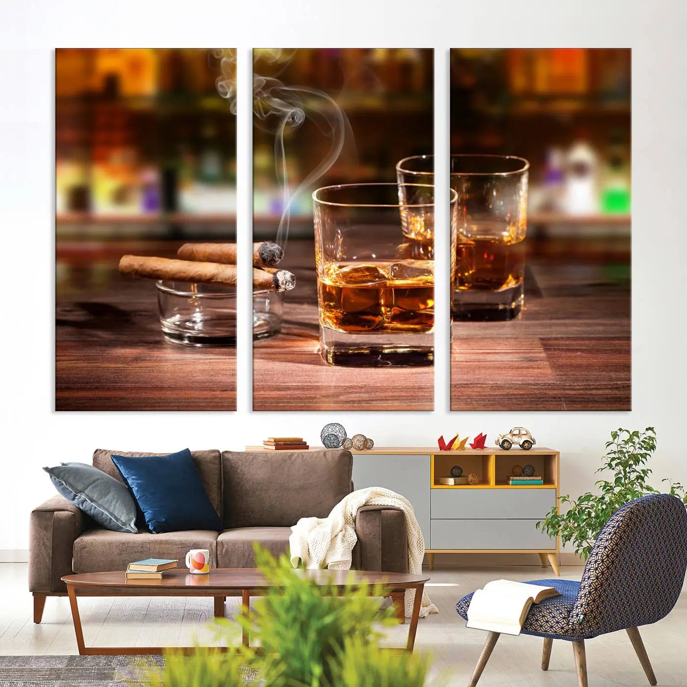 -Whiskey Cuban Cigars Canvas Print