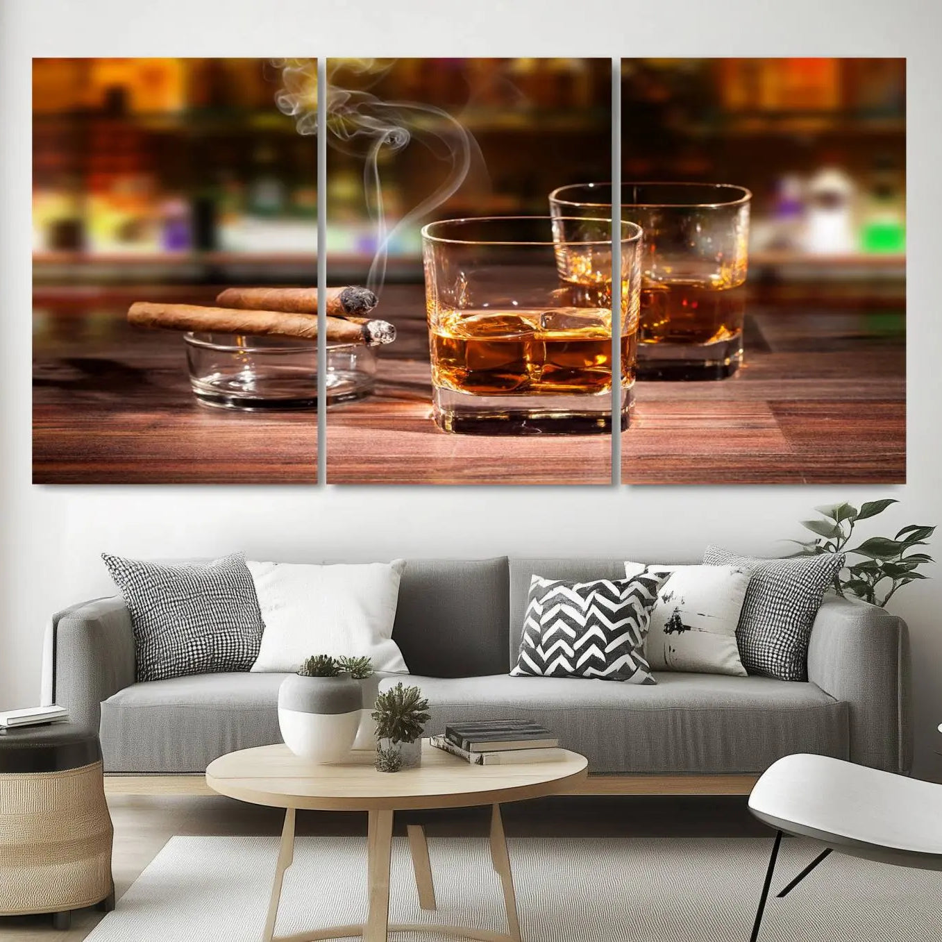 -Whiskey Cuban Cigars Canvas Print