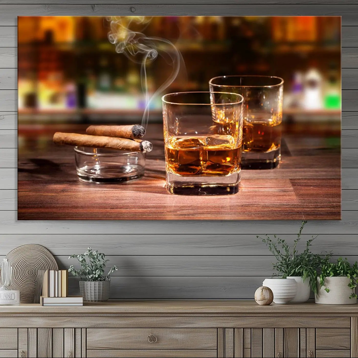 19118-MGV-CV-36X24-Whiskey Cuban Cigars Canvas Print