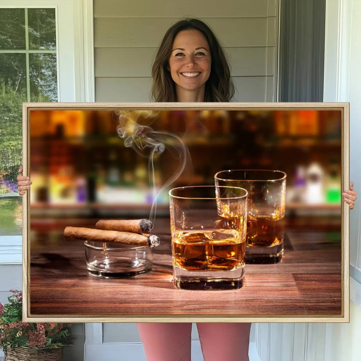 -Whiskey Cuban Cigars Canvas Print