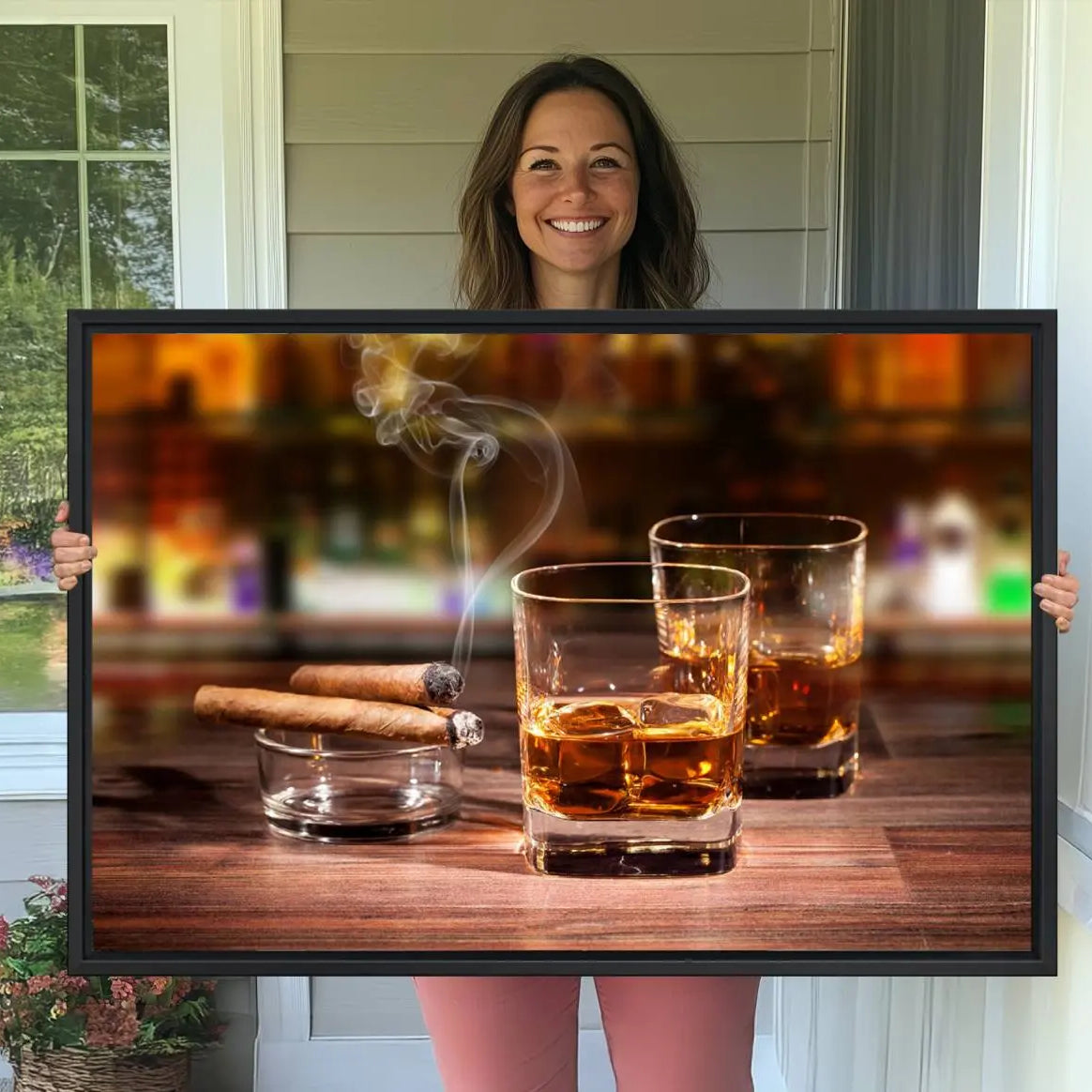 -Whiskey Cuban Cigars Canvas Print