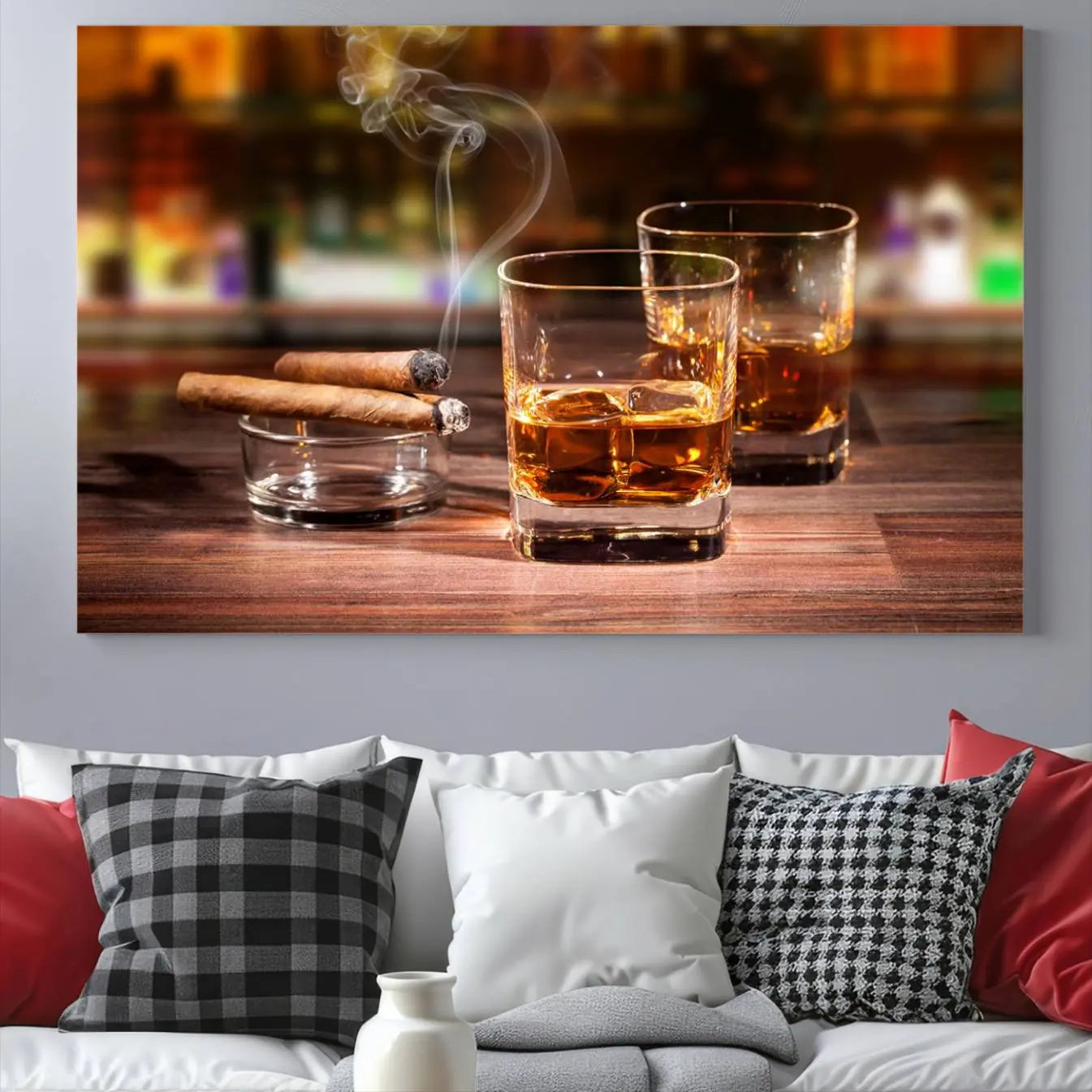 -Whiskey Cuban Cigars Canvas Print
