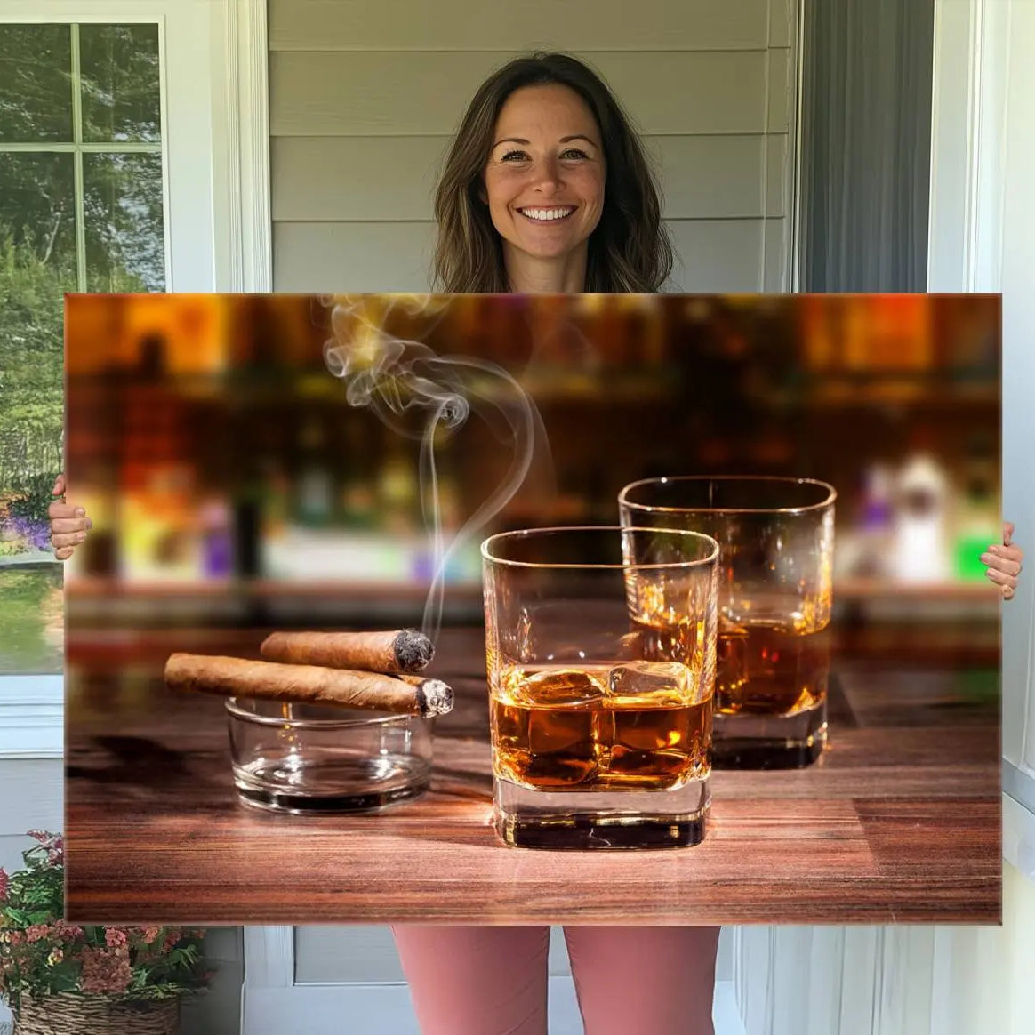 19118-MGV-CV-36X24-Whiskey Cuban Cigars Canvas Print