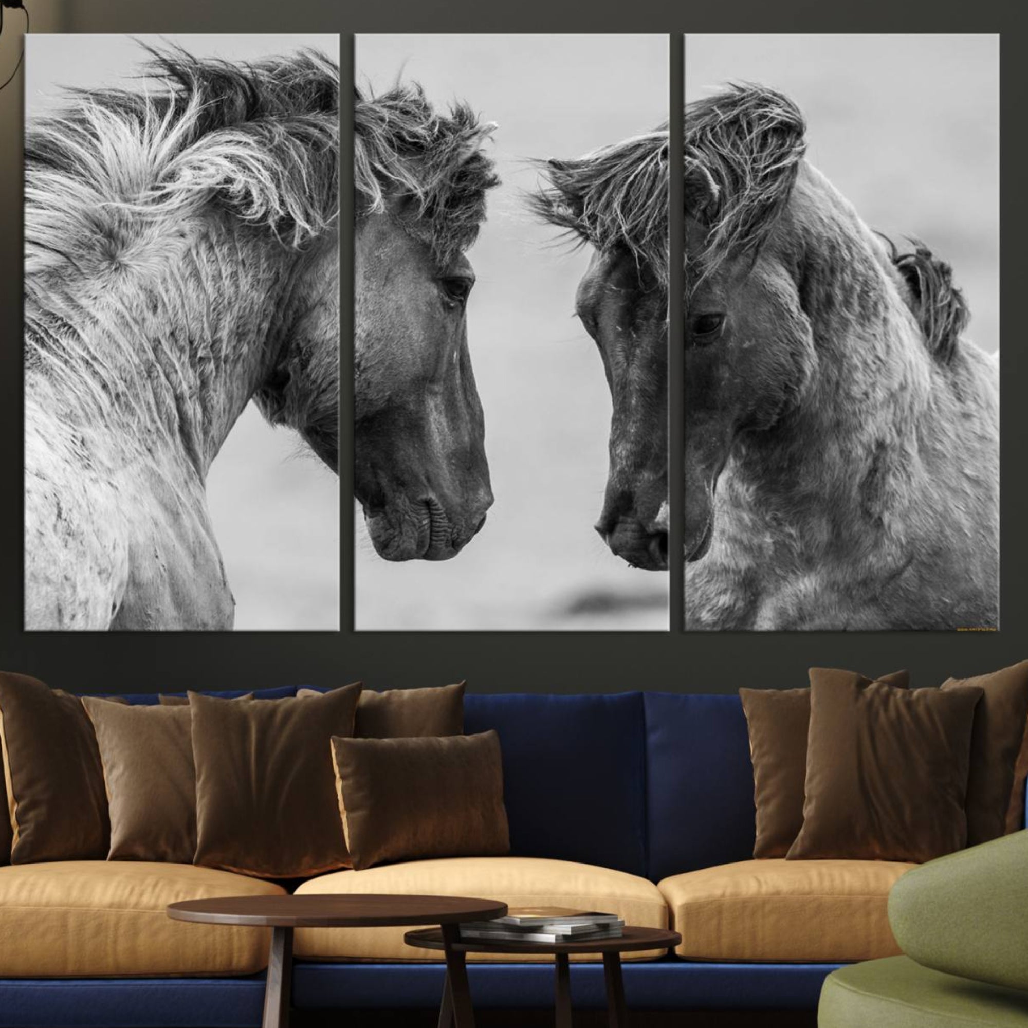 48234-MGV-CV-36X24-White Horses Wall Art Canvas Print