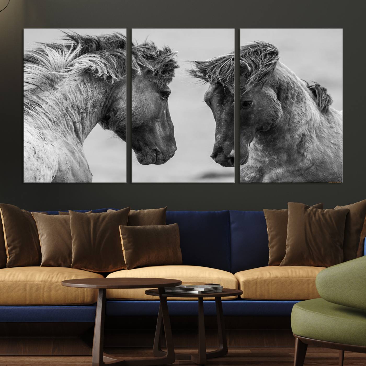 -White Horses Wall Art Canvas Print