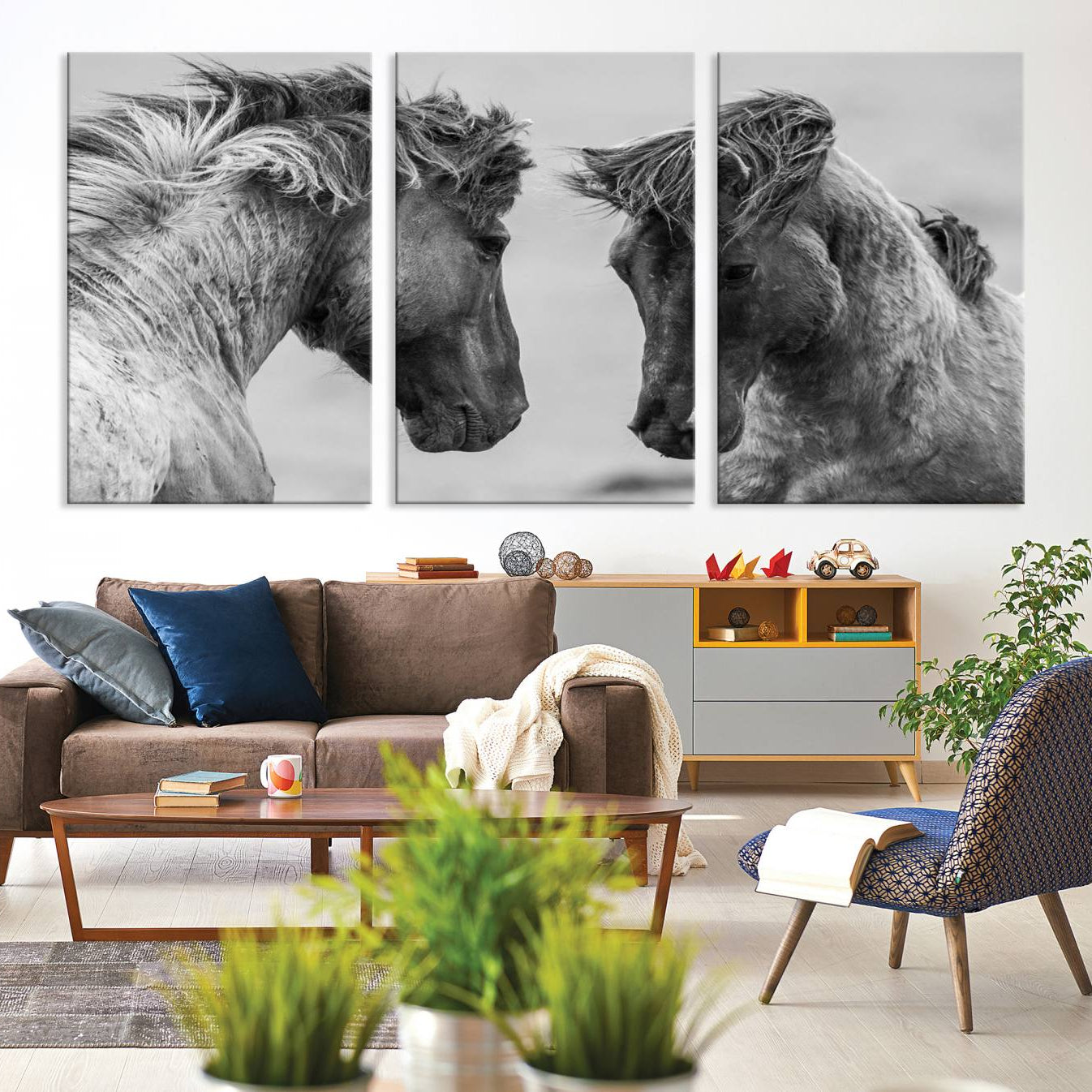 -White Horses Wall Art Canvas Print