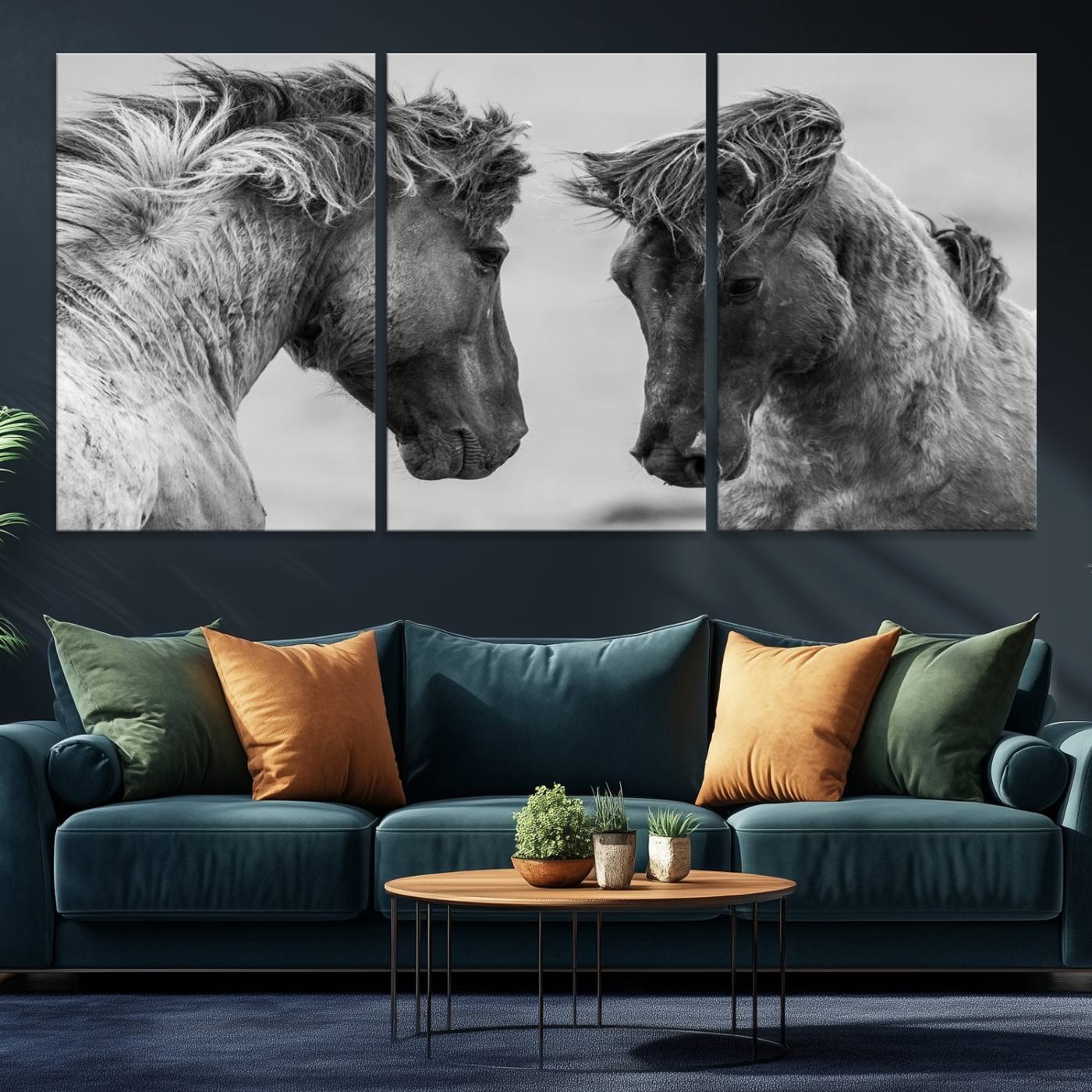 -White Horses Wall Art Canvas Print