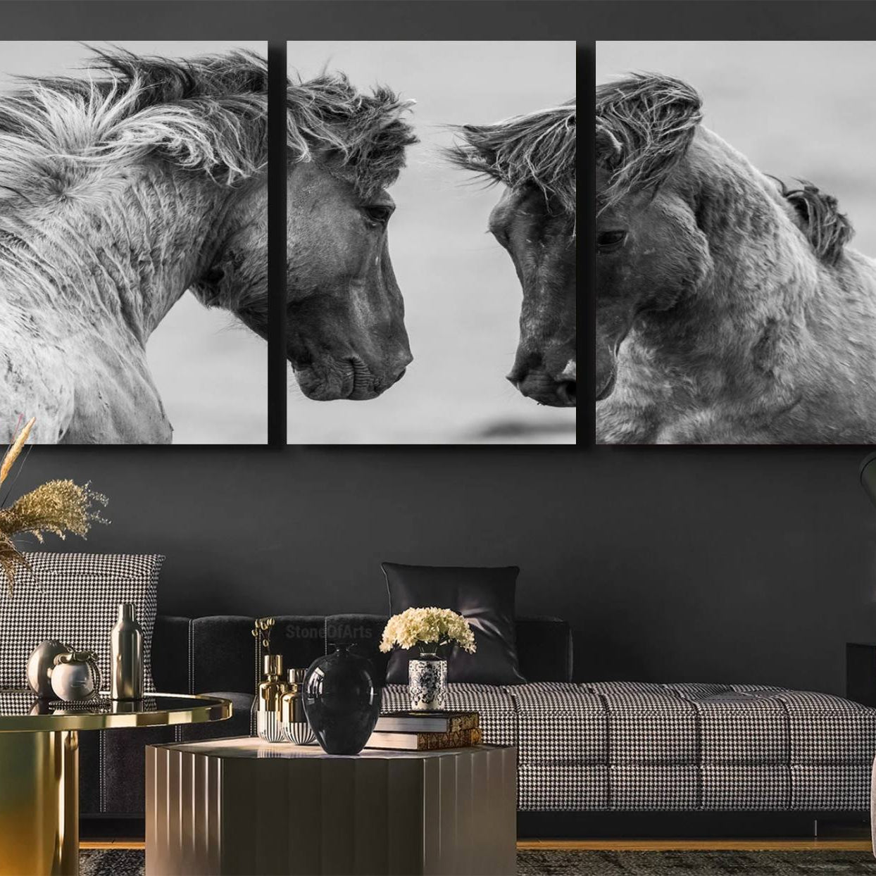 -White Horses Wall Art Canvas Print