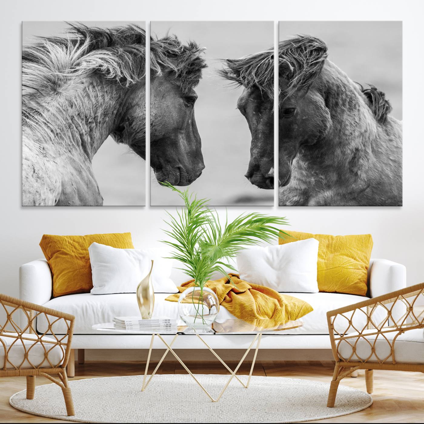-White Horses Wall Art Canvas Print