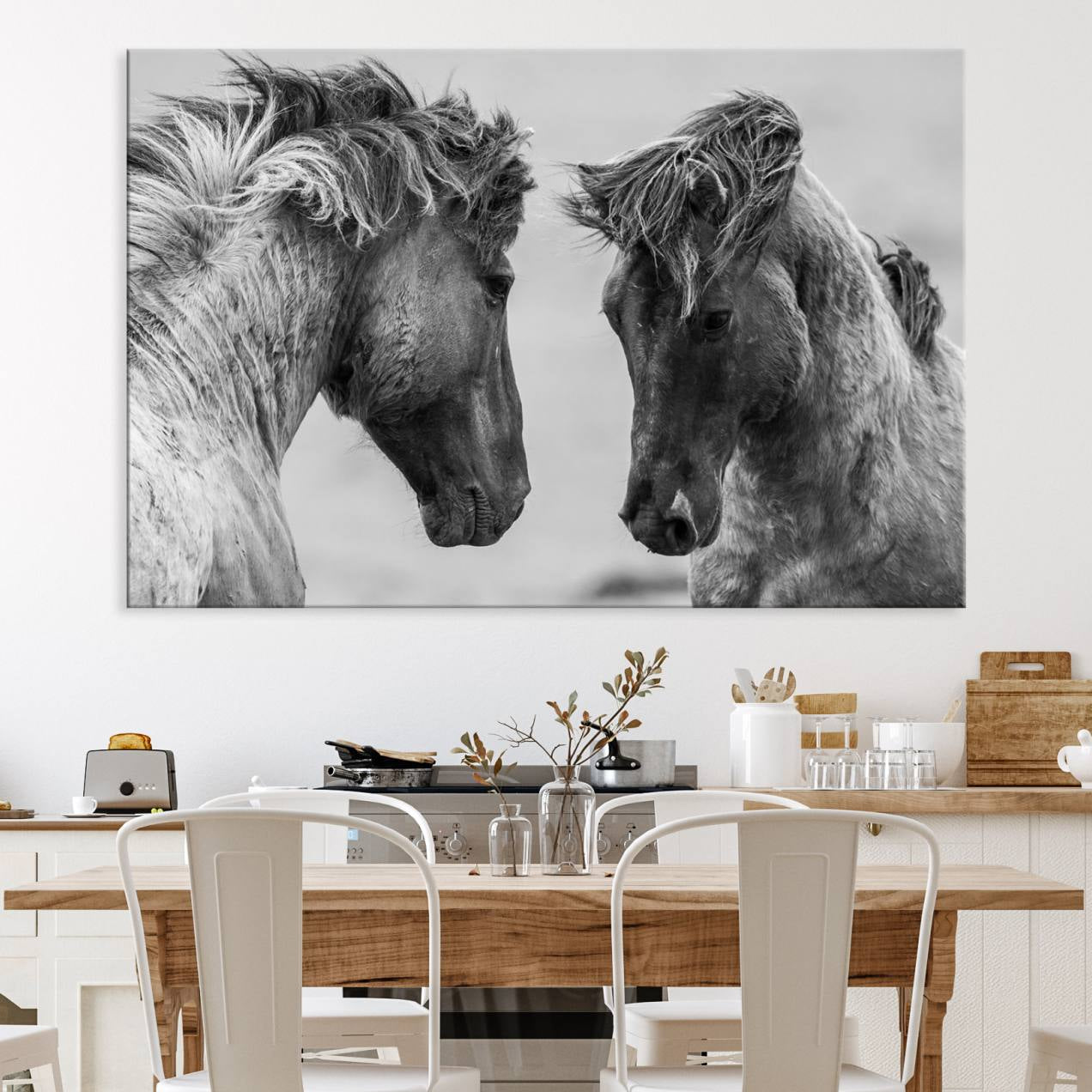 48234-MGV-CV-36X24-White Horses Wall Art Canvas Print