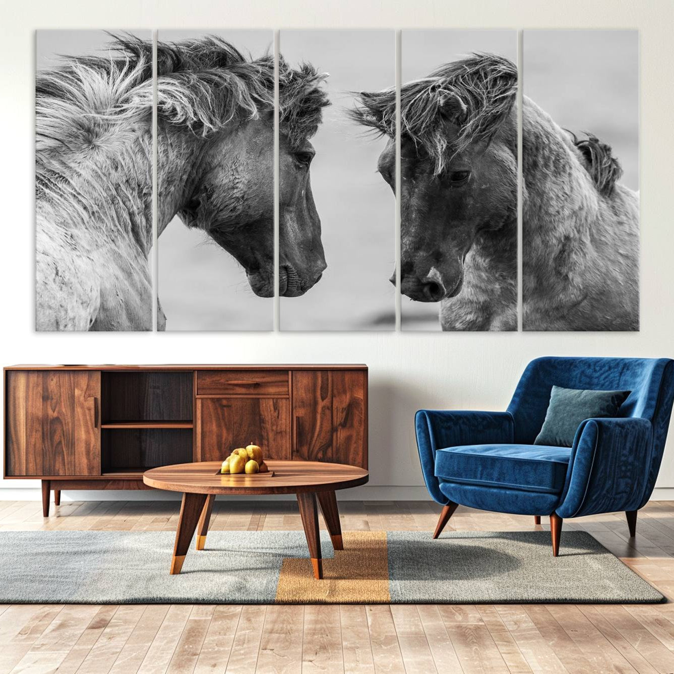-White Horses Wall Art Canvas Print
