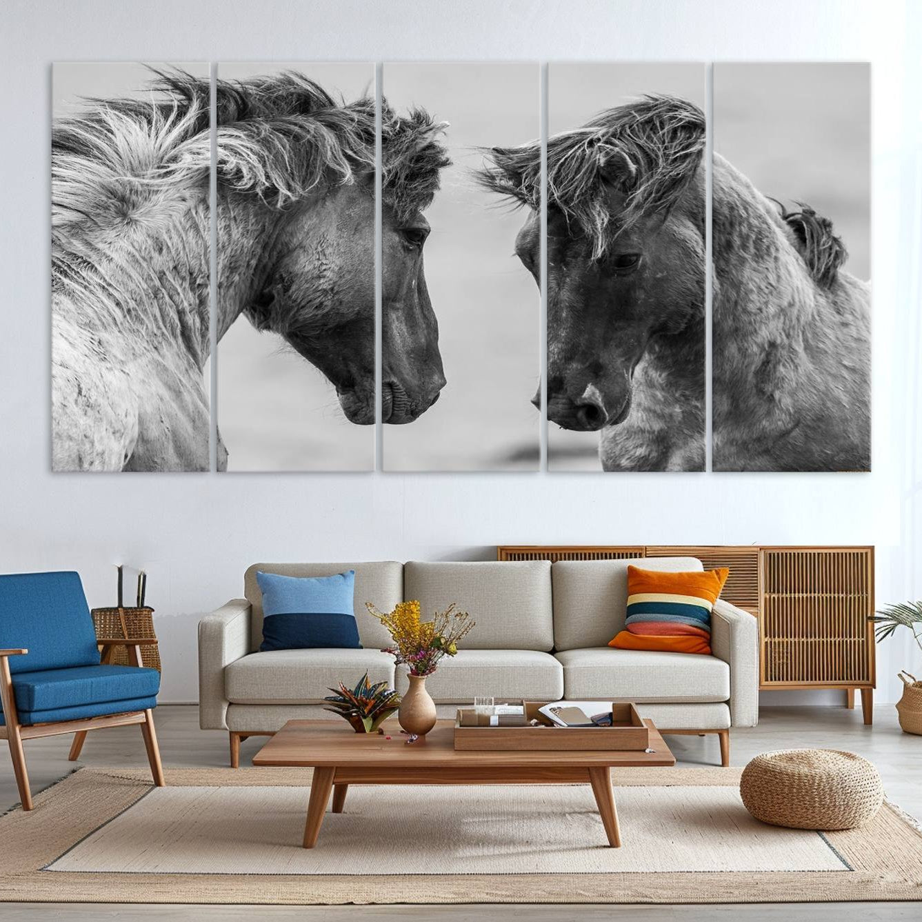 -White Horses Wall Art Canvas Print