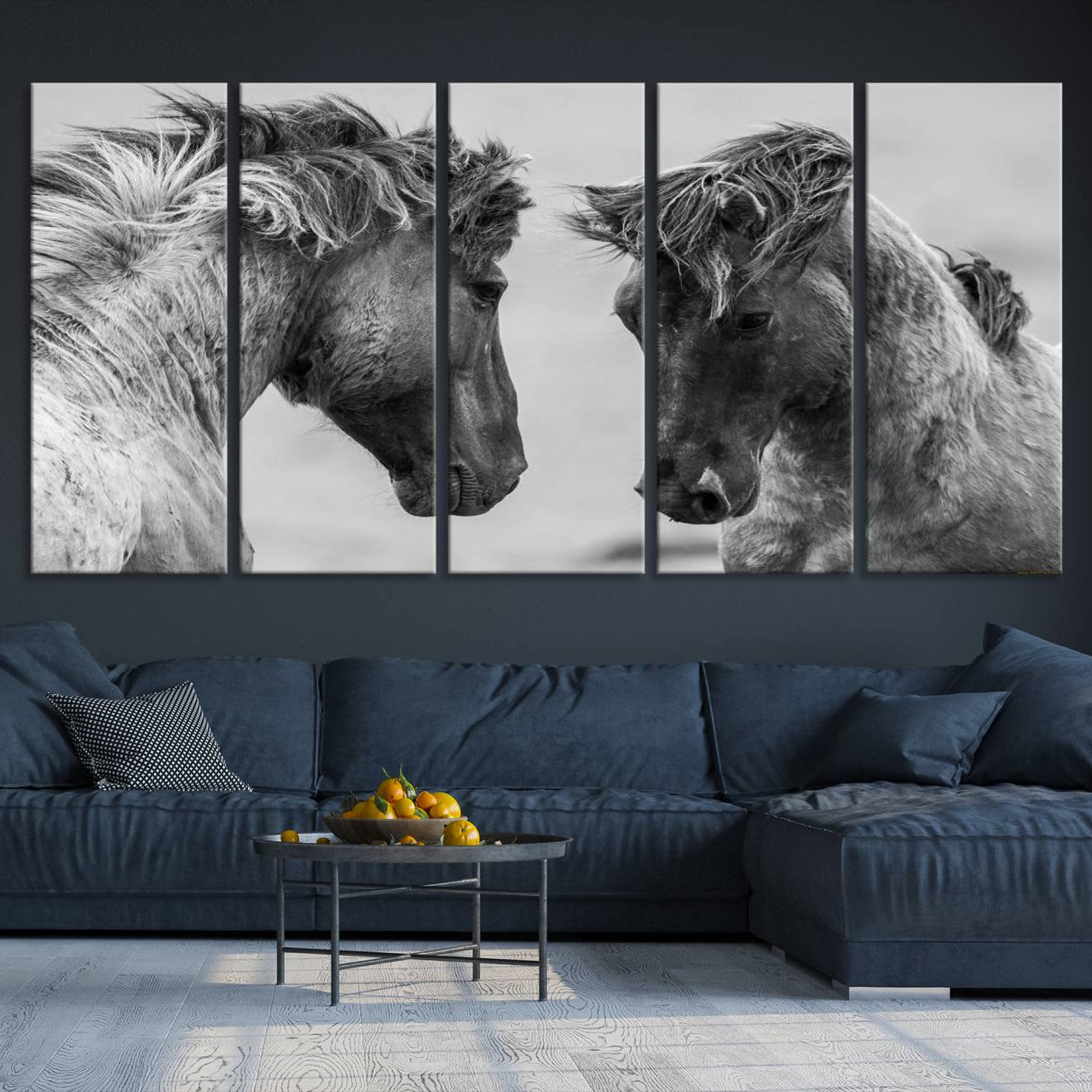 -White Horses Wall Art Canvas Print