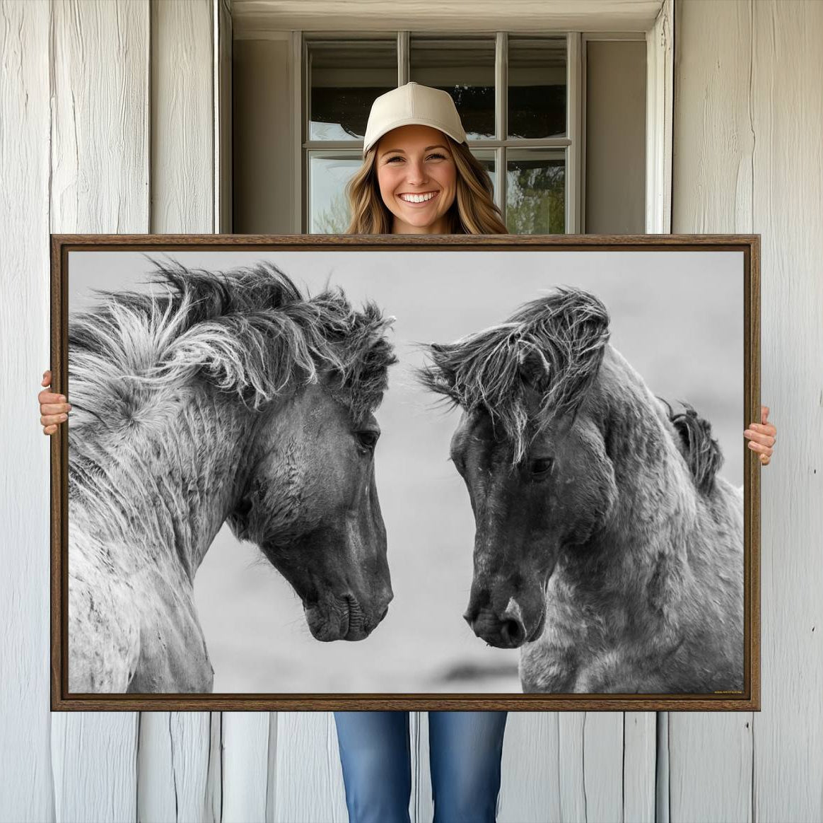 -White Horses Wall Art Canvas Print