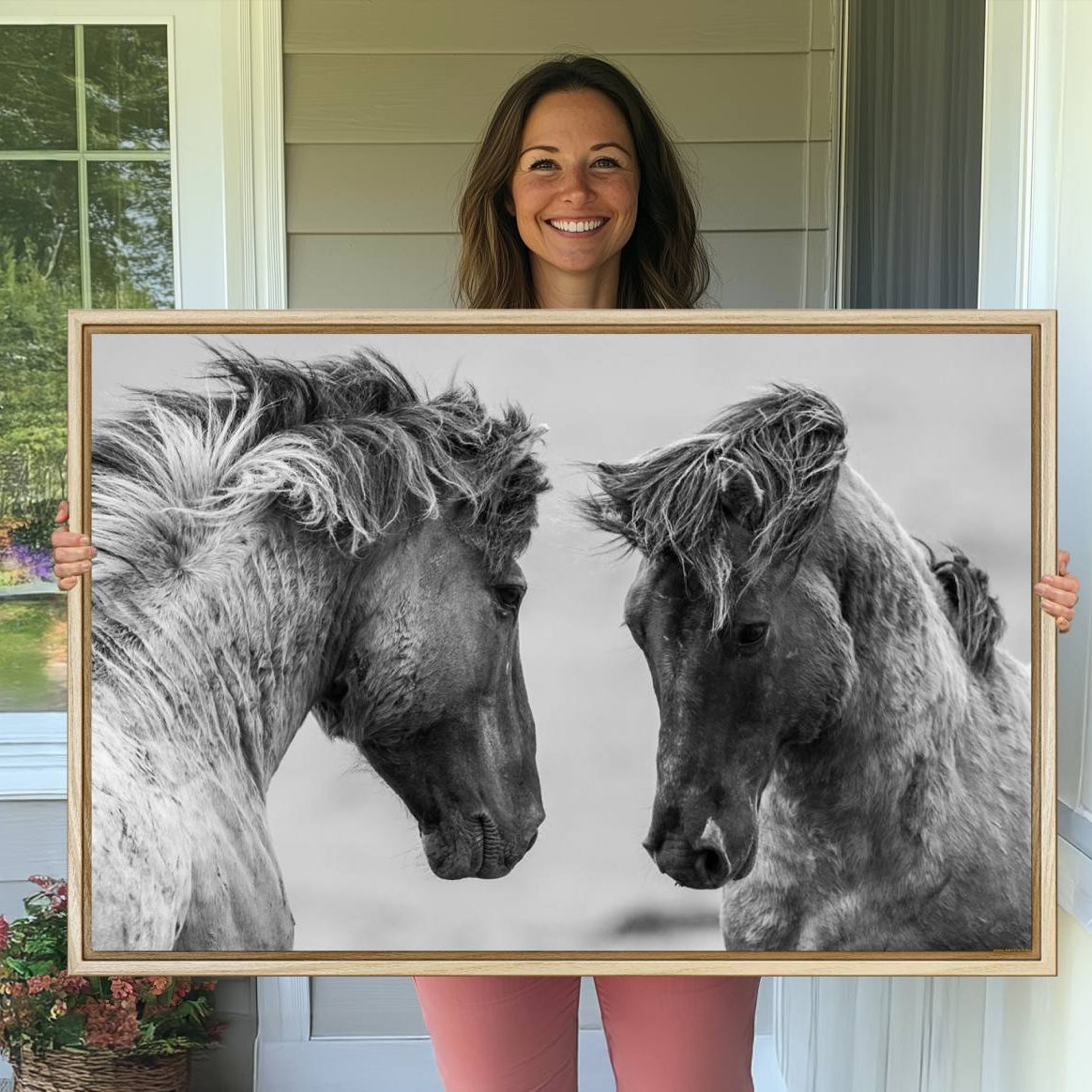 -White Horses Wall Art Canvas Print